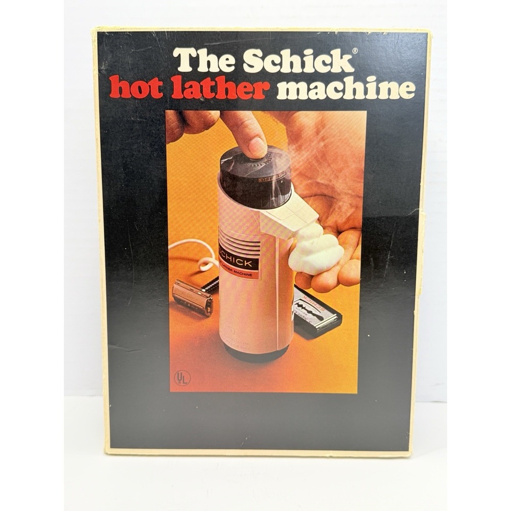 Vintage 1970s Schick Hot Lather Machine NOS w/ 2 Refill Cans Box